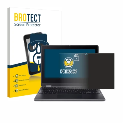 Front side of a product packaging with the brand logo BROTECT. Next to it is the device Acer Chromebook Spin 511 R757TN shown 