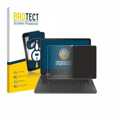 Front side of a product packaging with the brand logo BROTECT. Next to it is the device Lenovo 500w 2-in-1 Gen 5 shown with th