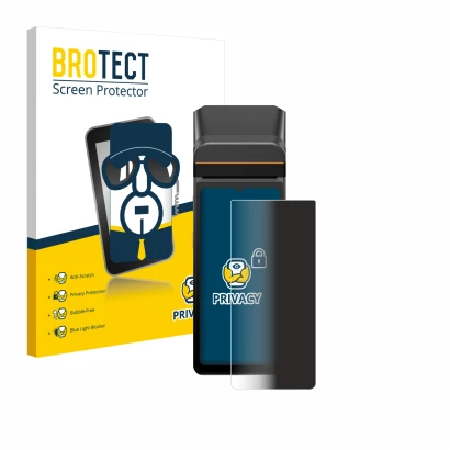 Front side of a product packaging with the brand logo BROTECT. Next to it is the device Sunmi V3 A13 shown with the correspond