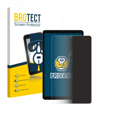 Front side of a product packaging with the brand logo BROTECT. Next to it is the device Blackview Link 2 8.68" shown with the 