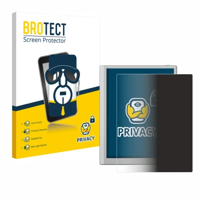 Front side of a product packaging with the brand logo BROTECT. Next to it is the device Boox Go 10.3 (Gen II) shown with the c