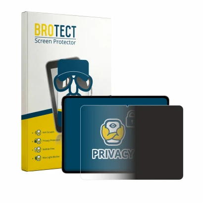 Front side of a product packaging with the brand logo BROTECT. Next to it is the device OnePlus Pad 4 shown with the correspon