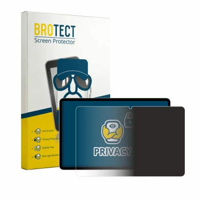 Front side of a product packaging with the brand logo BROTECT. Next to it is the device Honor Pad 20 shown with the correspond