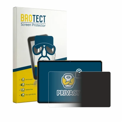 Front side of a product packaging with the brand logo BROTECT. Next to it is the device Dghrti Tab 50 11" shown with the corre