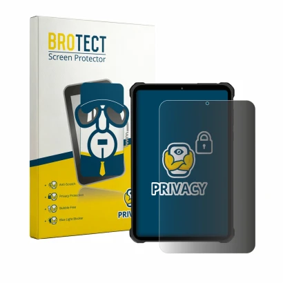 Front side of a product packaging with the brand logo BROTECT. Next to it is the device Oukitel RT11 shown with the correspond