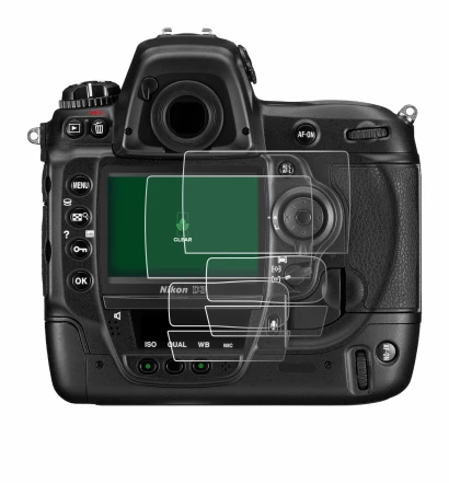 Image of the device Nikon D3 with a wide variety of screen protectors.