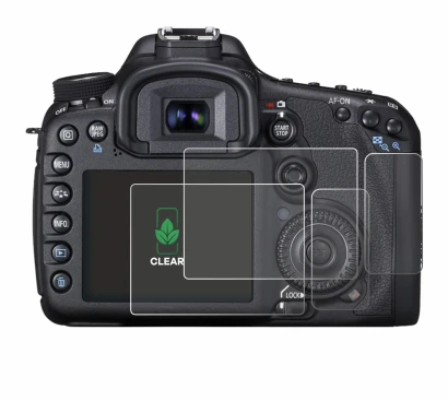Image of the device Canon EOS 7D with a wide variety of screen protectors.