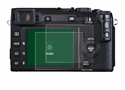 Image of the device Fujifilm X-E1 with a wide variety of screen protectors.