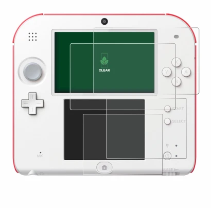 Image of the device Nintendo 2DS with a wide variety of screen protectors.