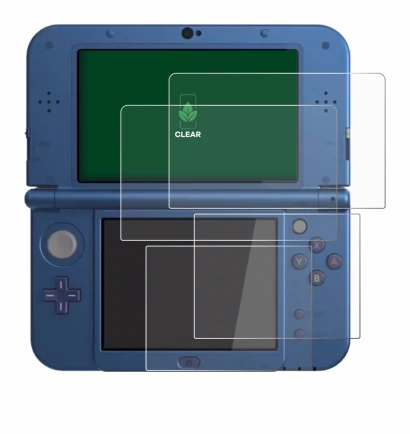 Image of the device Nintendo New 3DS XL with a wide variety of screen protectors.