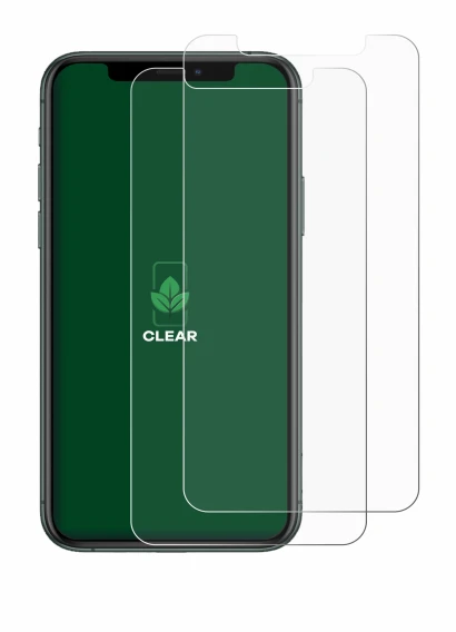 Image of the device Apple iPhone 11 Pro with a wide variety of screen protectors.