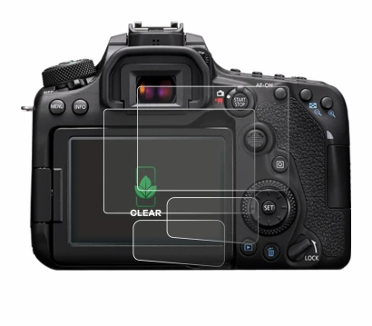 Image of the device Canon EOS 90D with a wide variety of screen protectors.