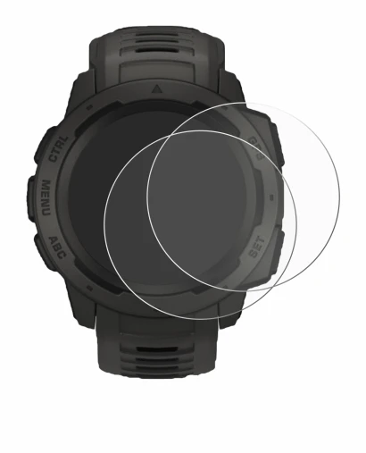 Image of the device Garmin Instinct Solar with a wide variety of screen protectors.