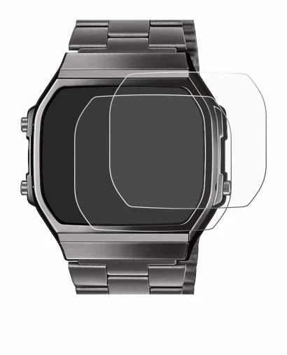 Image of the device Casio A168WEGG-1BEF with a wide variety of screen protectors.