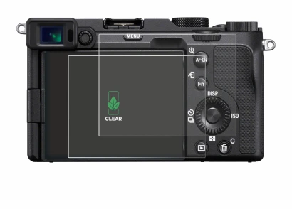 Image of the device Sony A7C with a wide variety of screen protectors.