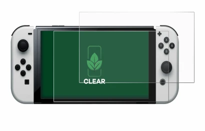 Image of the device Nintendo Switch OLED-Modell with a wide variety of screen protectors.