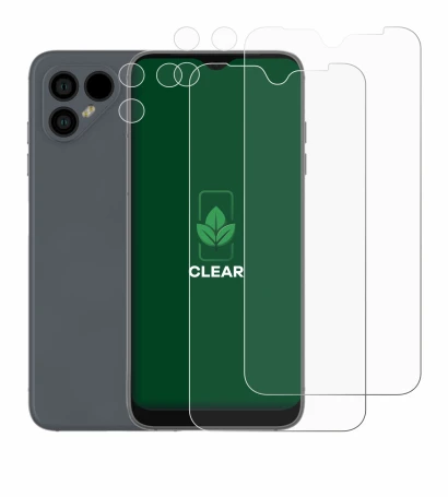 Image of the device Fairphone 4 (Front+Camera) with a wide variety of screen protectors.