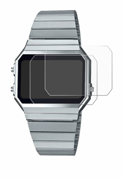 Image of the device Casio A700WE with a wide variety of screen protectors.