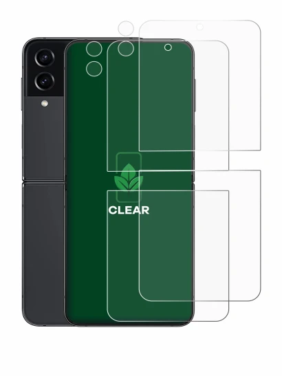 Image of the device Samsung Galaxy Z Flip 4 (Front+Camera) with a wide variety of screen protectors.