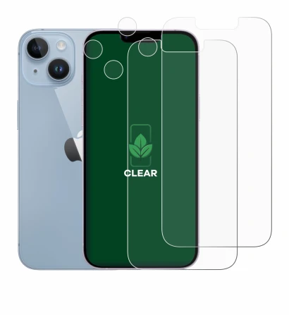 Image of the device Apple iPhone 14 (Front+Camera) with a wide variety of screen protectors.