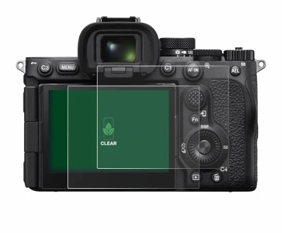 Image of the device Sony Alpha 7R V with a wide variety of screen protectors.