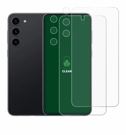 Image of the device Samsung Galaxy S23 (Front+Camera) with a wide variety of screen protectors.