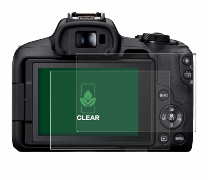 Image of the device Canon EOS R50 with a wide variety of screen protectors.