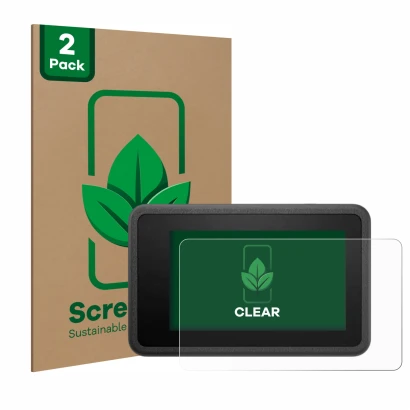 Front side of a product packaging with the brand logo ScreenLeaf. Next to it is the device DJI Osmo Action 4 shown with the co