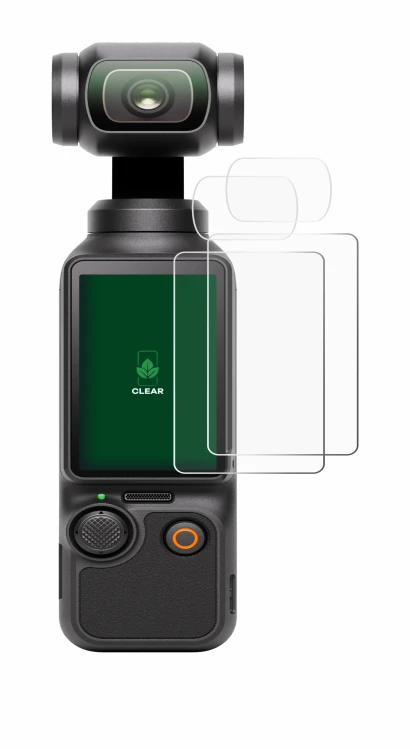 Image of the device DJI Osmo Pocket 3 (Display + Lens) with a wide variety of screen protectors.