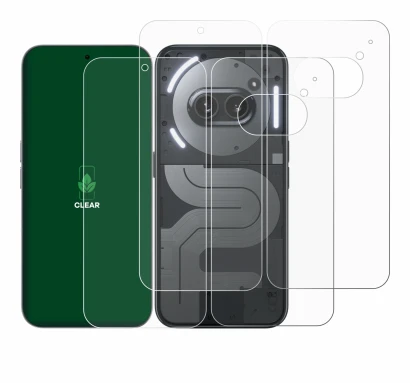 Image of the device Nothing Phone (2a) Plus (Front+Back) with a wide variety of screen protectors.