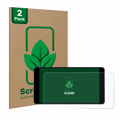 Front side of a product packaging with the brand logo ScreenLeaf. Next to it is the device Zontes 350E shown with the correspo