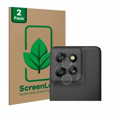 Front side of a product packaging with the brand logo ScreenLeaf. Next to it is the device Motorola ThinkPhone 25 (ONLY Camera