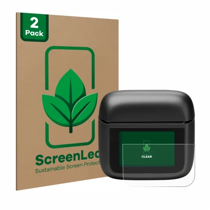 Front side of a product packaging with the brand logo ScreenLeaf. Next to it is the device JBL Tour Pro 3 shown with the corre