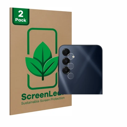 Front side of a product packaging with the brand logo ScreenLeaf. Next to it is the device Samsung Galaxy A16 4G (ONLY Camera 