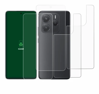 Image of the device Xiaomi Redmi Note 14 (Front+Back) with a wide variety of screen protectors.