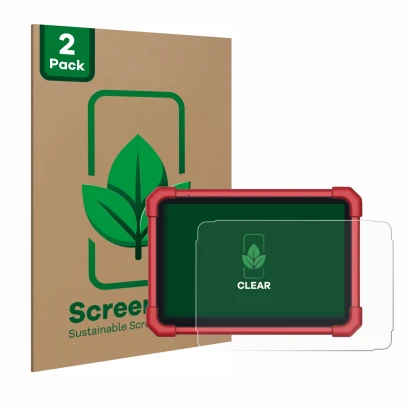 Front side of a product packaging with the brand logo ScreenLeaf. Next to it is the device Launch X-431 Euro Link shown with t