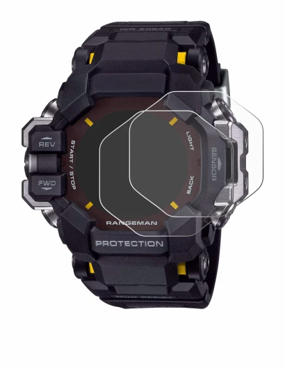 Image of the device Casio G-Shock GPR-H 1000 with a wide variety of screen protectors.