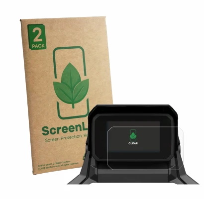 Front side of a product packaging with the brand logo ScreenLeaf. Next to it is the device Honda X-ADV 750 RH10 2025 shown wit
