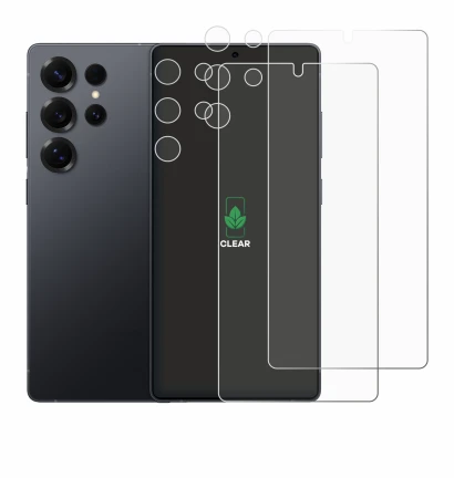 Image of the device Samsung Galaxy S25 Ultra (Front+Camera) with a wide variety of screen protectors.