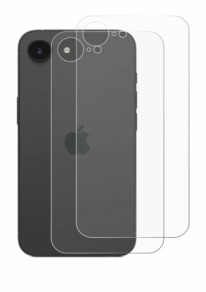 Image of the device Apple iPhone 16e (Back) with a wide variety of screen protectors.