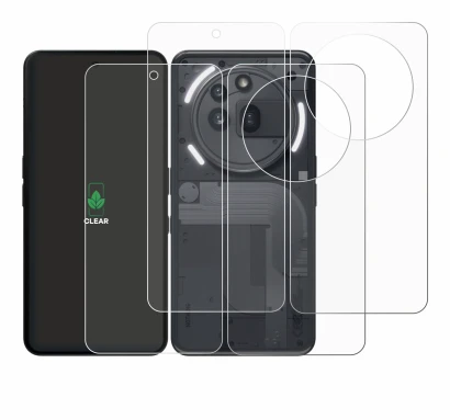 Image of the device Nothing Phone (3a) Pro (Front+Back) with a wide variety of screen protectors.