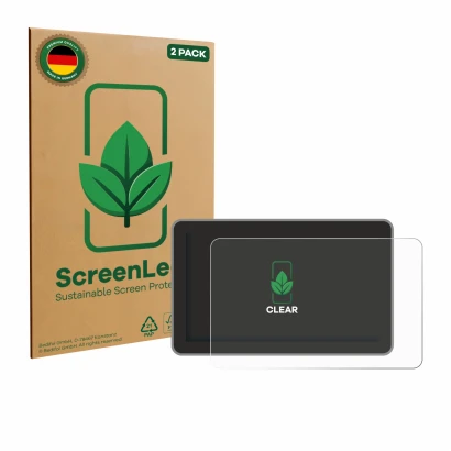Front side of a product packaging with the brand logo ScreenLeaf. Next to it is the device Bambu Lab H2D shown with the corres