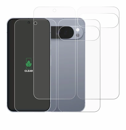 Image of the device Google Pixel 10 Pro XL (Front+Back) with a wide variety of screen protectors.