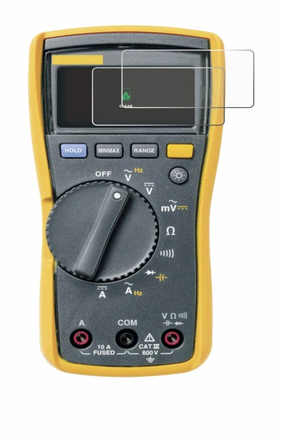 Image of the device Fluke 115 with a wide variety of screen protectors.