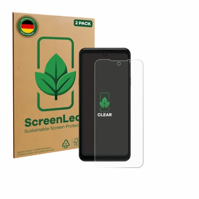 Front side of a product packaging with the brand logo ScreenLeaf. Next to it is the device Sunmi M3 shown with the correspondi