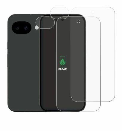 Image of the device Google Pixel 10a (Front+Camera) with a wide variety of screen protectors.