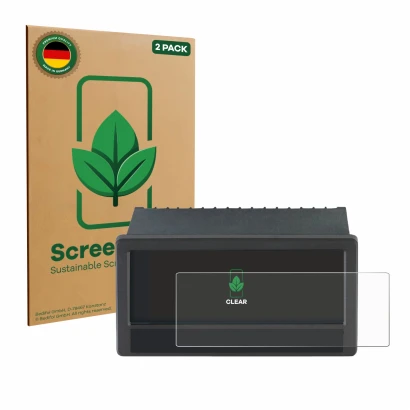 Front side of a product packaging with the brand logo ScreenLeaf. Next to it is the device ifm DX2055 shown with the correspon