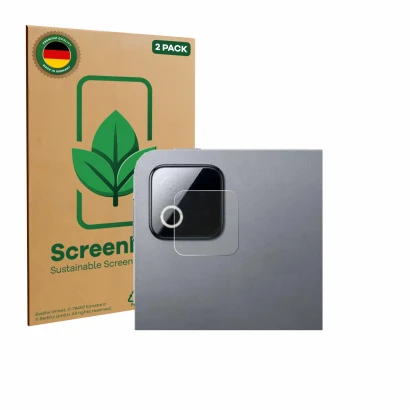 Front side of a product packaging with the brand logo ScreenLeaf. Next to it is the device Xiaomi Pad 8 Pro (ONLY Camera Lens)