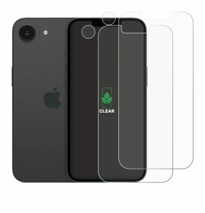 Image of the device Apple iPhone 17e (Front+Camera) with a wide variety of screen protectors.