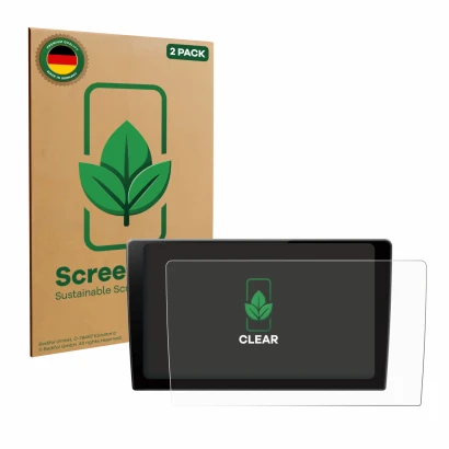 Front side of a product packaging with the brand logo ScreenLeaf. Next to it is the device Pioneer SPH-PF97BT shown with the c